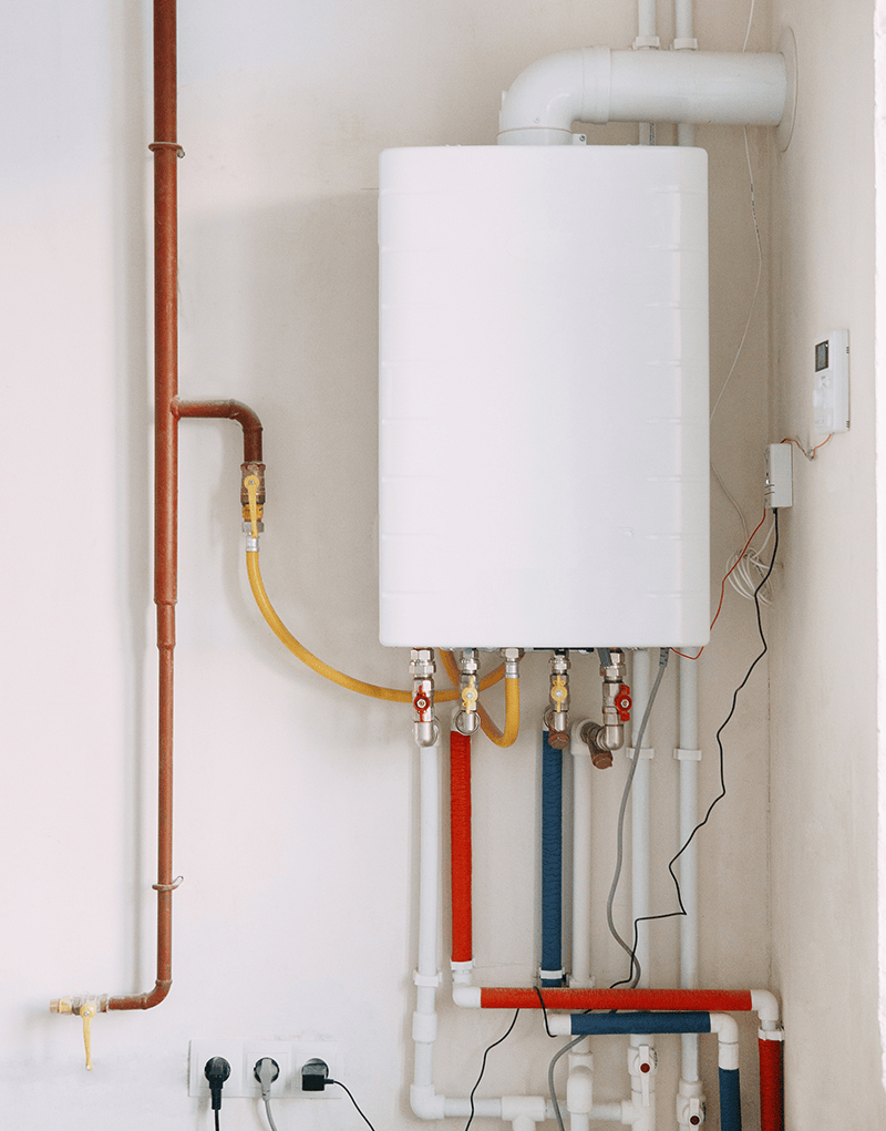 tankless water heater modern in garage